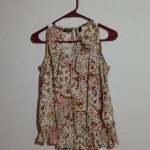Summer casual blouse. Size PS, 100%Polyester, Sheer material . Floral print